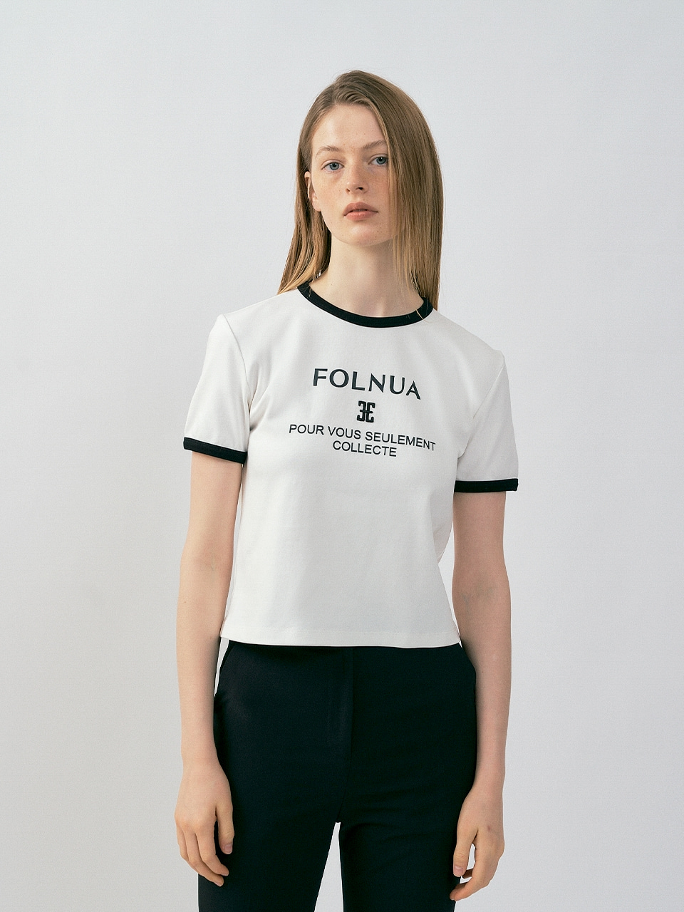 FOLNUA(フォルニュア) カラーレーションクラシックロゴTシャツ / ホワイトブラック